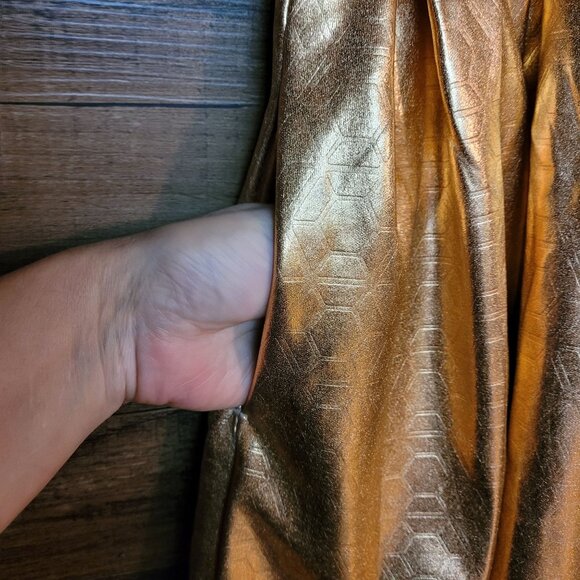 Lularoe Amelia Dress Elegant Collection S Rose Gold Metallic Black Pockets NWT - Picture 3 of 8